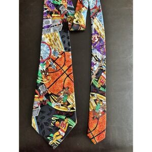 Nicole Miller 1992 Basketball PLAYERS Necktie Silk Tie RARE VINTAGE Hand Sewn